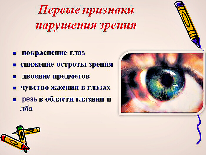 Симптомы нарушения зрения
