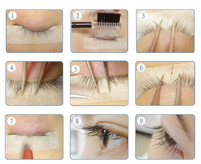 Клеит ресницы